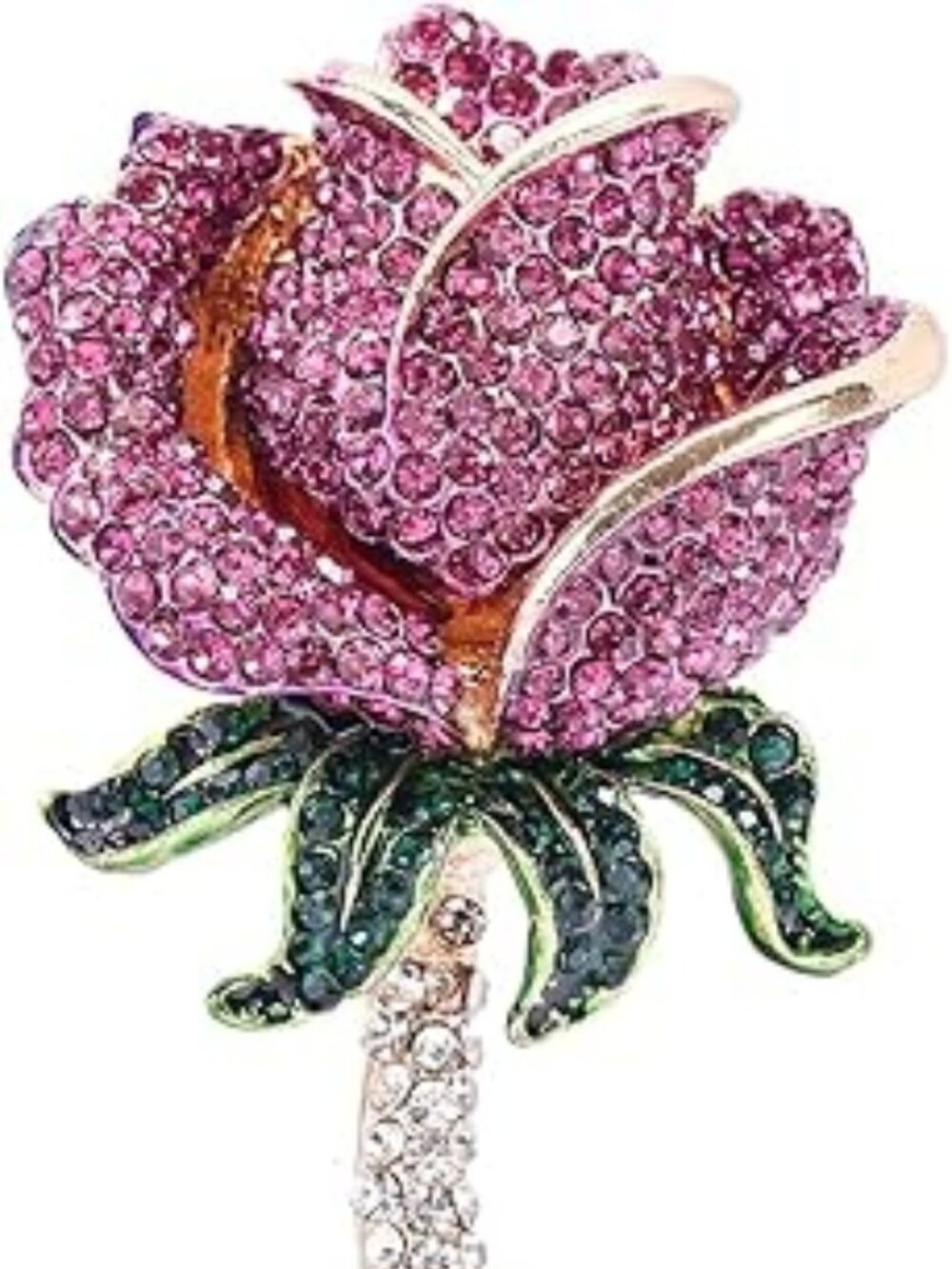NEW Elegant Cubic Zirconia Crystal Rhinestone Pink Rose Shape Brooch Pin Jewelry